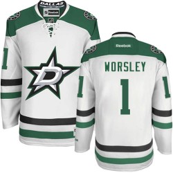 Adult Authentic Dallas Stars Gump Worsley White Away Official Reebok Jersey