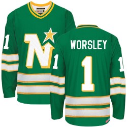 Adult Premier Dallas Stars Gump Worsley Green Throwback Official CCM Jersey