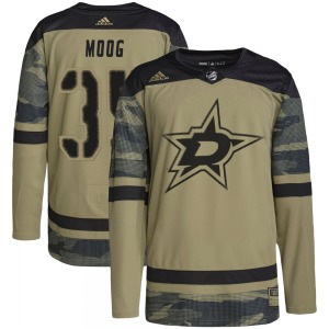 Adult Authentic Dallas Stars Andy Moog Camo Military Appreciation Practice Official Adidas Jersey