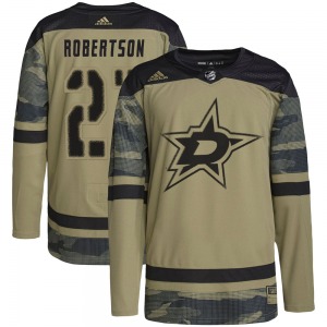 Adult Authentic Dallas Stars Jason Robertson Camo Military Appreciation Practice Official Adidas Jersey