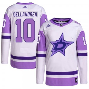 Youth Authentic Dallas Stars Ty Dellandrea White/Purple Hockey Fights Cancer Primegreen Official Adidas Jersey