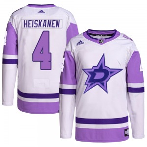 Youth Authentic Dallas Stars Miro Heiskanen White/Purple Hockey Fights Cancer Primegreen Official Adidas Jersey