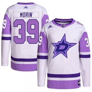 Youth Authentic Dallas Stars Travis Morin White/Purple Hockey Fights Cancer Primegreen Official Adidas Jersey