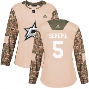 Women's Authentic Dallas Stars Andrej Sekera Camo Veterans Day Practice Official Adidas Jersey