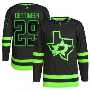 Youth Authentic Dallas Stars Jake Oettinger Black Alternate Primegreen Pro Official Adidas Jersey