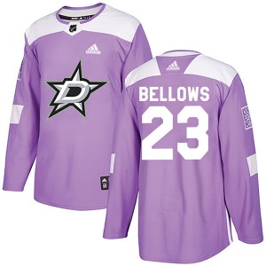Adult Authentic Dallas Stars Brian Bellows Purple Fights Cancer Practice Official Adidas Jersey