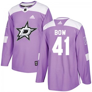 Adult Authentic Dallas Stars Landon Bow Purple Fights Cancer Practice Official Adidas Jersey