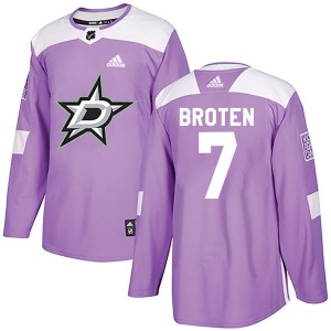 Adult Authentic Dallas Stars Neal Broten Purple Fights Cancer Practice Official Adidas Jersey
