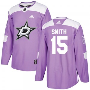 Adult Authentic Dallas Stars Craig Smith Purple Fights Cancer Practice Official Adidas Jersey