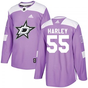 Adult Authentic Dallas Stars Thomas Harley Purple Fights Cancer Practice Official Adidas Jersey
