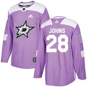 Adult Authentic Dallas Stars Stephen Johns Purple Fights Cancer Practice Official Adidas Jersey