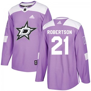 Adult Authentic Dallas Stars Jason Robertson Purple Fights Cancer Practice Official Adidas Jersey