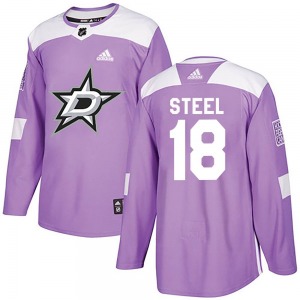 Adult Authentic Dallas Stars Sam Steel Purple Fights Cancer Practice Official Adidas Jersey