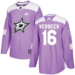 Adult Authentic Dallas Stars Pat Verbeek Purple Fights Cancer Practice Official Adidas Jersey