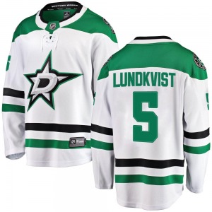 Youth Breakaway Dallas Stars Nils Lundkvist White Away Official Fanatics Branded Jersey