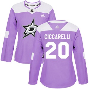 Women's Authentic Dallas Stars Dino Ciccarelli Purple Fights Cancer Practice Official Adidas Jersey