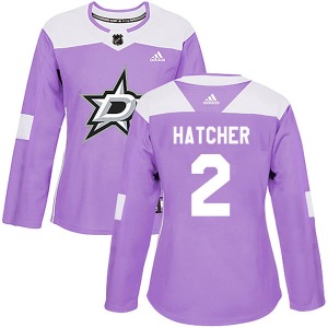 Women's Authentic Dallas Stars Derian Hatcher Purple Fights Cancer Practice Official Adidas Jersey