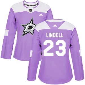 Women's Authentic Dallas Stars Esa Lindell Purple Fights Cancer Practice Official Adidas Jersey
