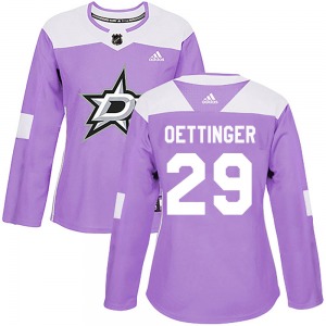 Women's Authentic Dallas Stars Jake Oettinger Purple ized Fights Cancer Practice Official Adidas Jersey