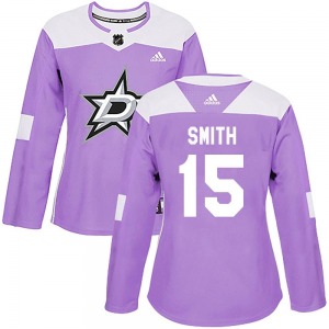 Women's Authentic Dallas Stars Bobby Smith Purple Fights Cancer Practice Official Adidas Jersey