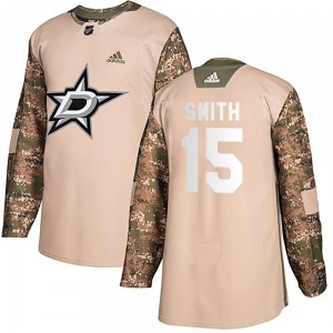 Youth Authentic Dallas Stars Craig Smith Camo Veterans Day Practice Official Adidas Jersey