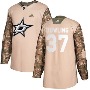 Youth Authentic Dallas Stars Justin Dowling Camo Veterans Day Practice Official Adidas Jersey