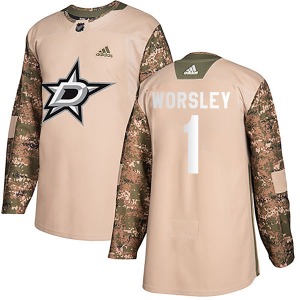 Youth Authentic Dallas Stars Gump Worsley Camo Veterans Day Practice Official Adidas Jersey