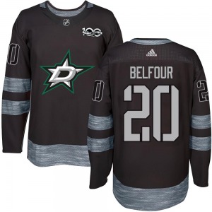 Adult Authentic Dallas Stars Ed Belfour Black 1917-2017 100th Anniversary Official Jersey
