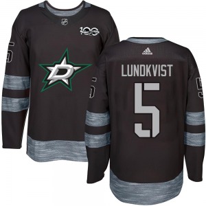 Adult Authentic Dallas Stars Nils Lundkvist Black 1917-2017 100th Anniversary Official Jersey