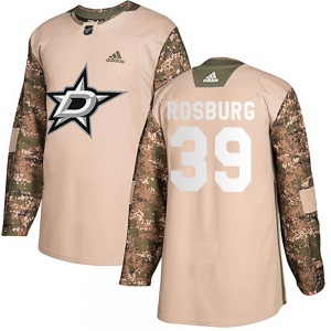 Adult Authentic Dallas Stars Jerad Rosburg Camo Veterans Day Practice Official Adidas Jersey