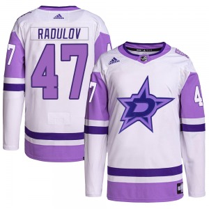 Adult Authentic Dallas Stars Alexander Radulov White/Purple Hockey Fights Cancer Primegreen Official Adidas Jersey