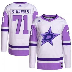 Adult Authentic Dallas Stars Antonio Stranges White/Purple Hockey Fights Cancer Primegreen Official Adidas Jersey