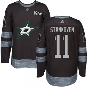 Youth Authentic Dallas Stars Logan Stankoven Black 1917-2017 100th Anniversary Official Jersey