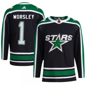 Adult Authentic Dallas Stars Gump Worsley Black Reverse Retro 2.0 Official Adidas Jersey