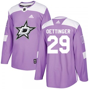 Youth Authentic Dallas Stars Jake Oettinger Purple ized Fights Cancer Practice Official Adidas Jersey