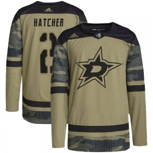 Youth Authentic Dallas Stars Derian Hatcher Camo Military Appreciation Practice Official Adidas Jersey