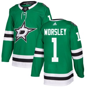Adult Authentic Dallas Stars Gump Worsley Green Kelly Official Adidas Jersey