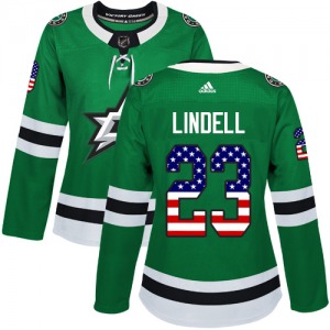 Women's Authentic Dallas Stars Esa Lindell Green USA Flag Fashion Official Adidas Jersey