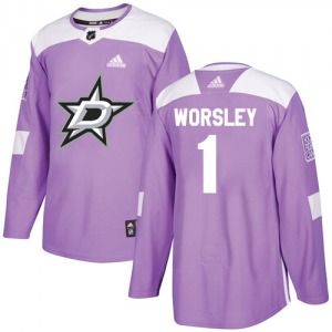 Adult Authentic Dallas Stars Gump Worsley Purple Fights Cancer Practice Official Adidas Jersey