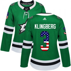 Women's Authentic Dallas Stars John Klingberg Green USA Flag Fashion Official Adidas Jersey
