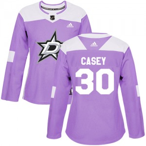 Women's Authentic Dallas Stars Jon Casey Purple Fights Cancer Practice Official Adidas Jersey