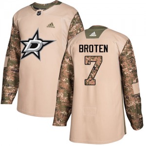 Adult Authentic Dallas Stars Neal Broten Camo Veterans Day Practice Official Adidas Jersey