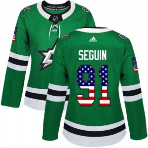 Women's Authentic Dallas Stars Tyler Seguin Green USA Flag Fashion Official Adidas Jersey