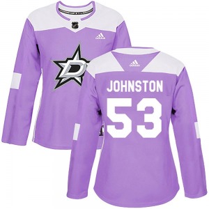 Women's Authentic Dallas Stars Wyatt Johnston Purple Fights Cancer Practice Official Adidas Jersey