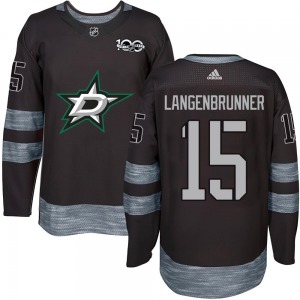 Adult Authentic Dallas Stars Jamie Langenbrunner Black 1917-2017 100th Anniversary Official Jersey